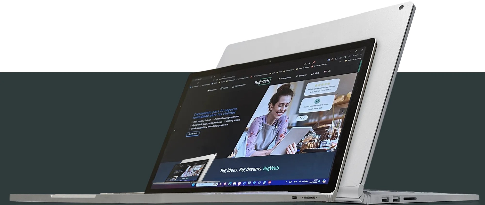 Vista previa del sitio web de BigWeb en una laptop
